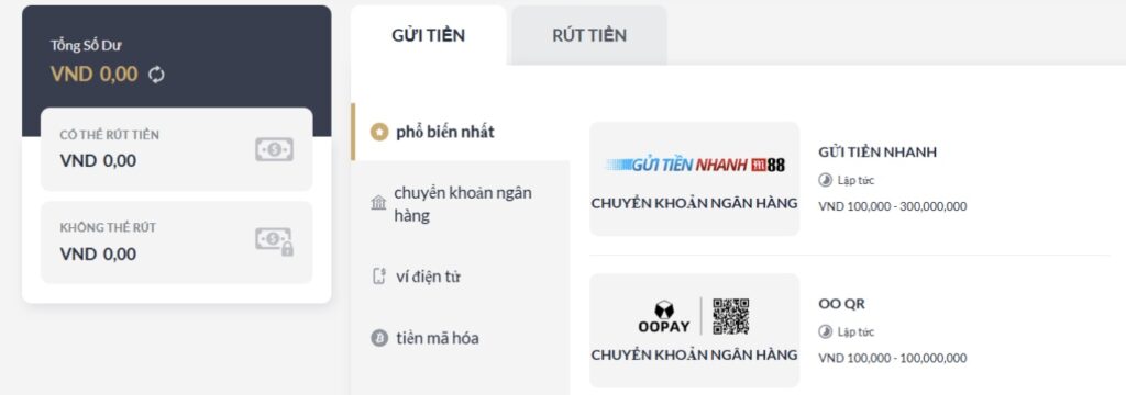 rút tiền m88